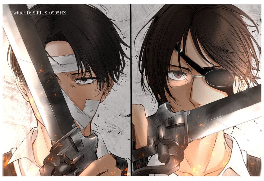 levi and hange zoe (shingeki no kyojin) drawn by sirius_0905hz