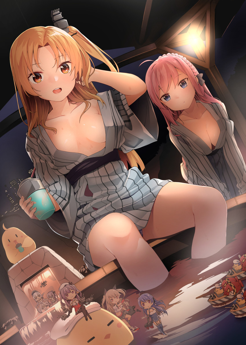 manjuu, unicorn, illustrious, cleveland, yuudachi, and 3 more (azur lane) drawn by byte_(allbyte)