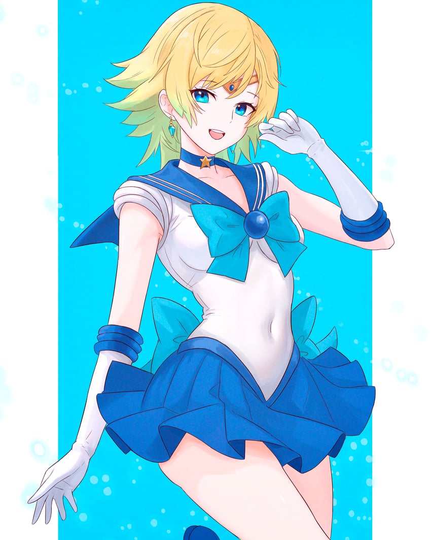 sailor mercury and fjorm (fire emblem and 2 more) drawn by truejekart