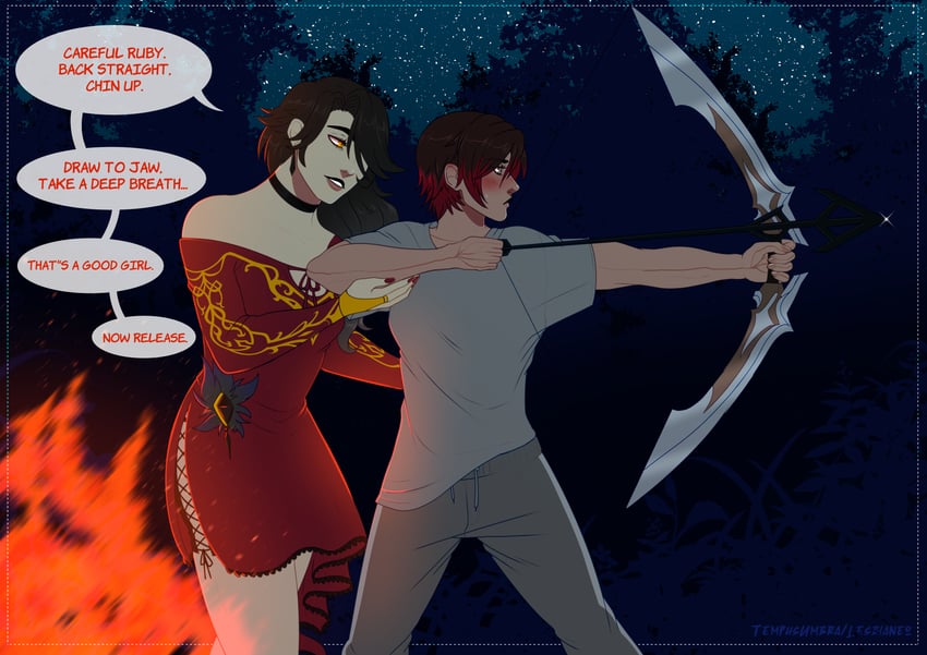 ruby rose and cinder fall (rwby) drawn by tempusumbra