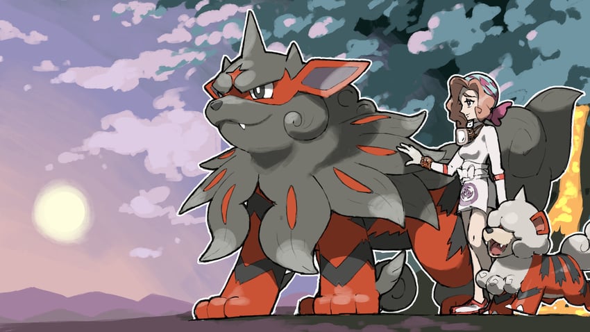 hisuian growlithe, palina, and hisuian arcanine (pokemon and 1 more) drawn by blacknirrow