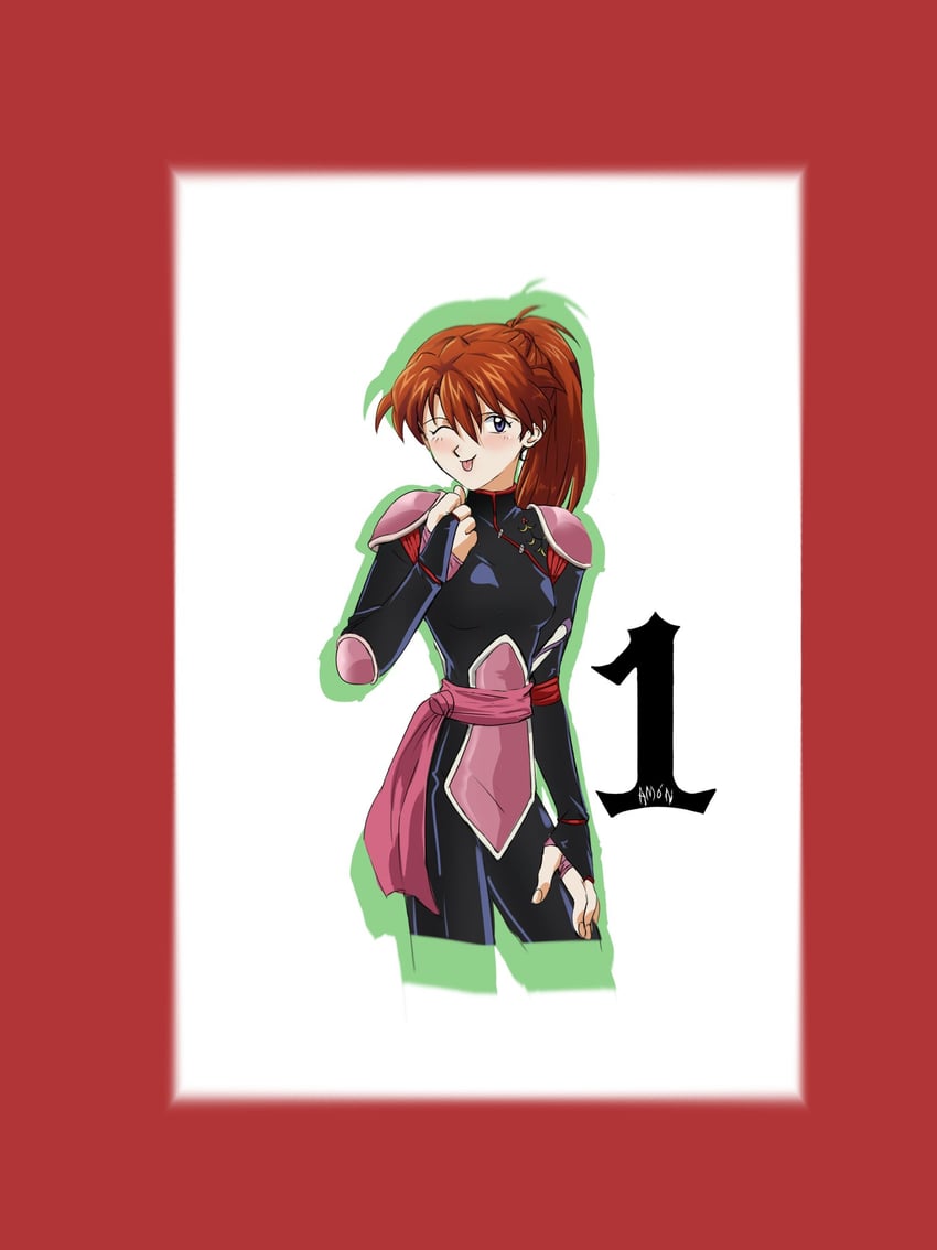 souryuu asuka langley and sango (neon genesis evangelion and 1 more) drawn by amondetauro