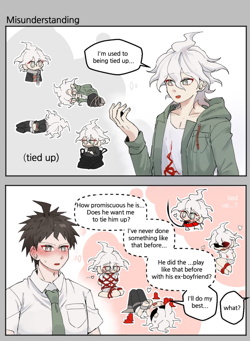 komaeda nagito, hinata hajime, and servant (danganronpa and 2 more) drawn by seumol_sx