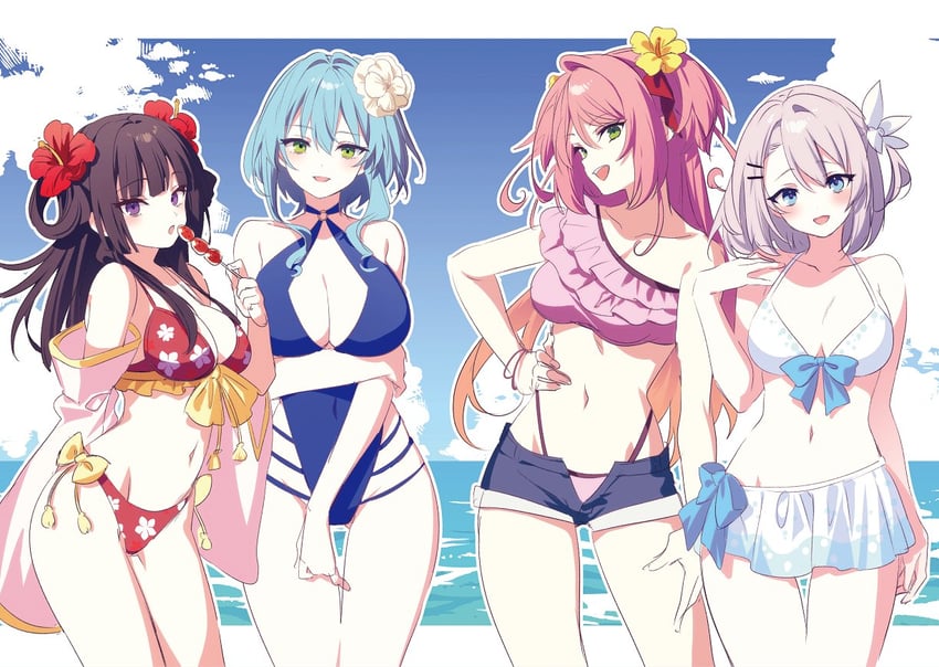 villhaze, sakuna memoire, nelia cunningham, and amatsu karla (hikikomari kyuuketsuki no monmon) drawn by riichu