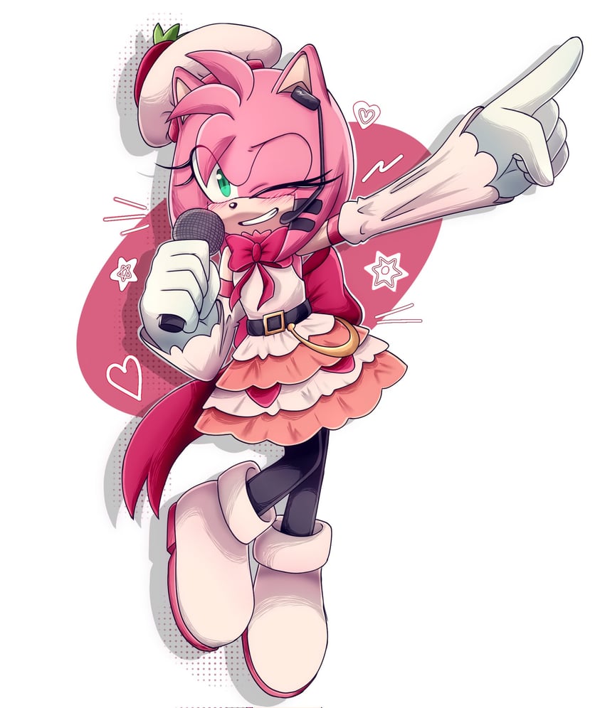 amy rose and idol amy (sonic) drawn by wendy-san_(ra_fox)