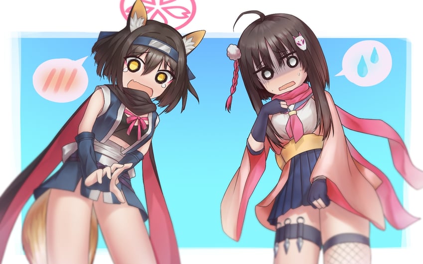 izuna and hitachi mako (blue archive and 1 more) drawn by user_vusw7728