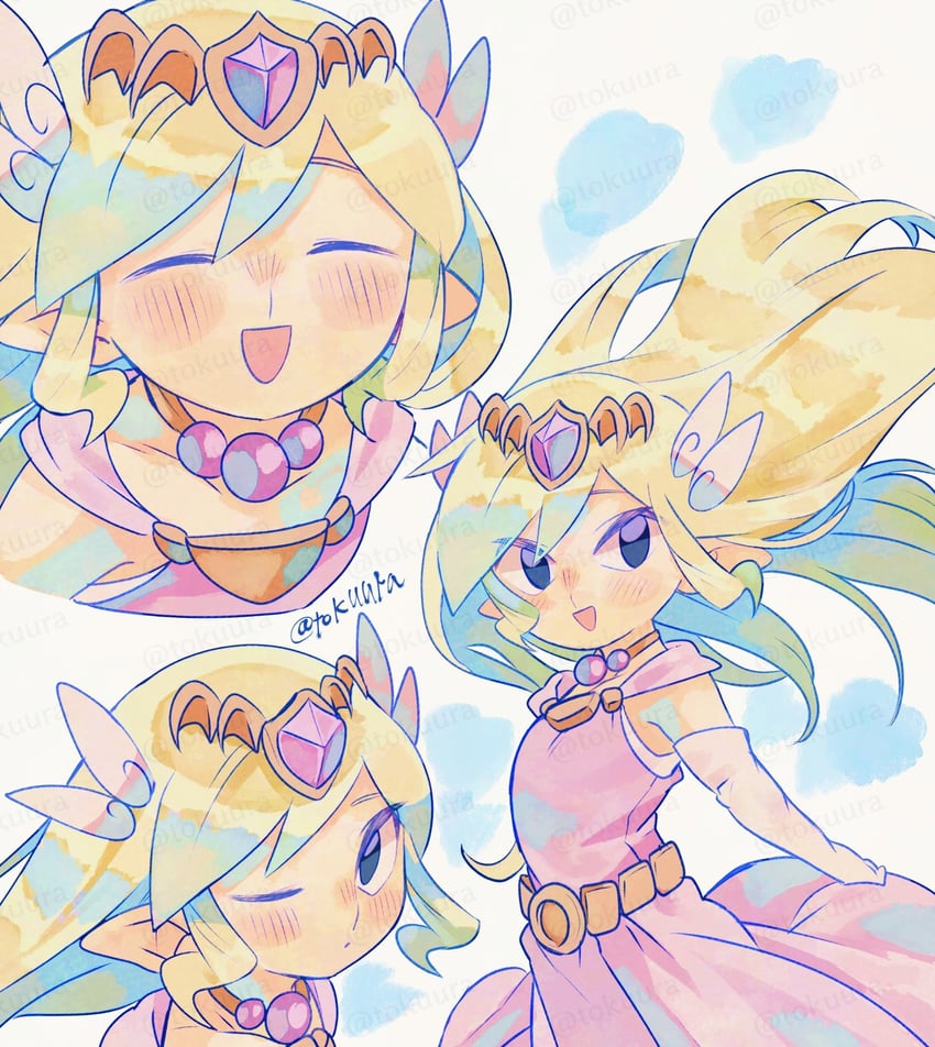 princess zelda and toon zelda (the legend of zelda and 1 more) drawn by tokuura