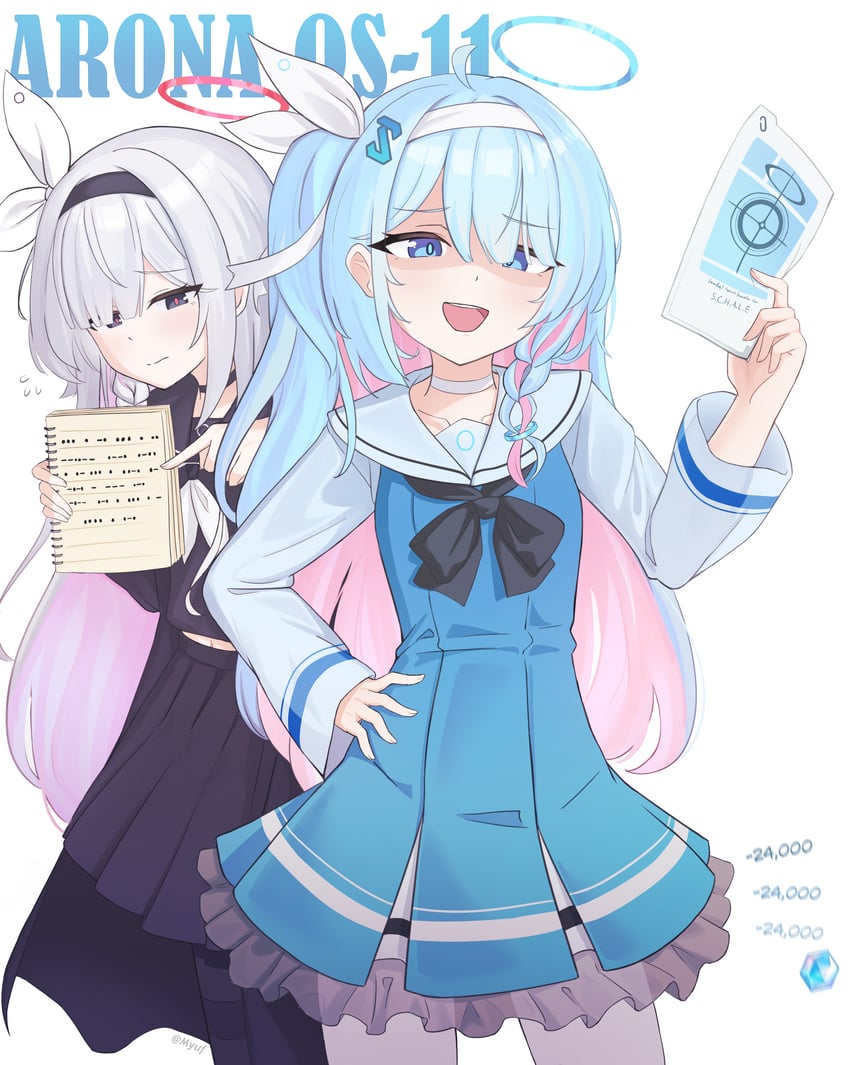 arona, plana, and madobe ichika (blue archive and 3 more) drawn by myuf