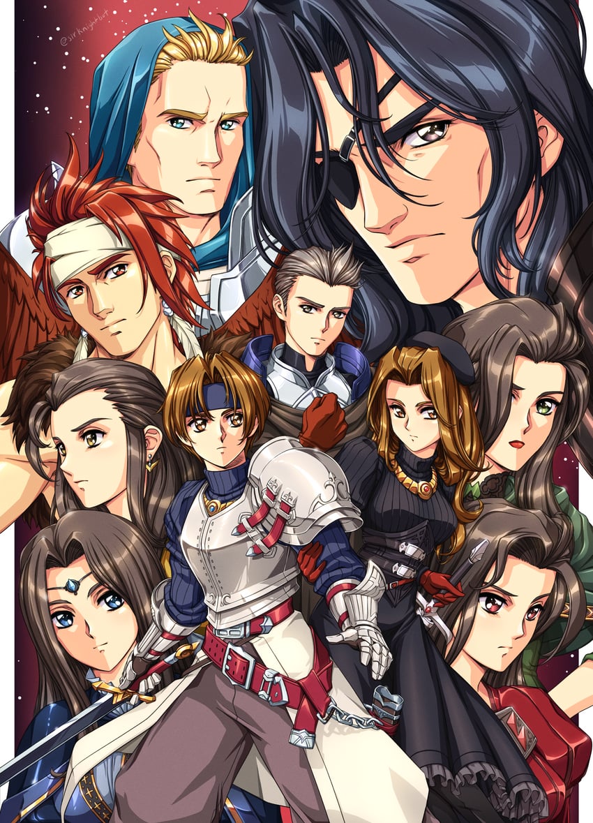 catiua powell, denim powell, canopus wolph, vice bozeg, olivya phoraena, and 5 more (tactics ogre) drawn by sirknightbot