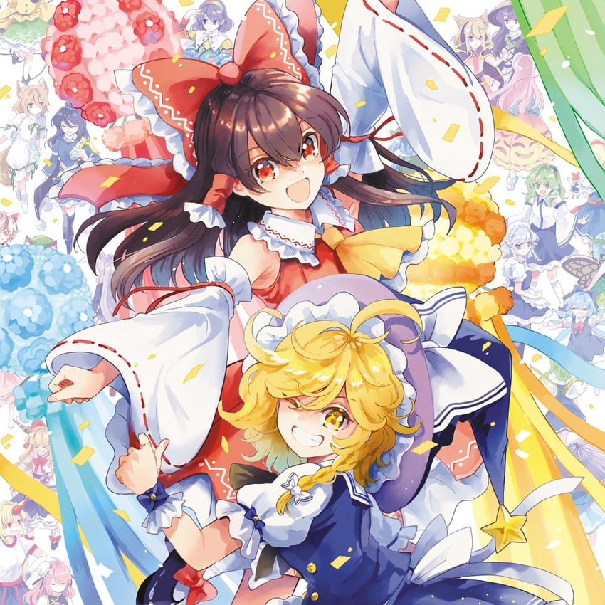 hakurei reimu, kirisame marisa, izayoi sakuya, kochiya sanae, komeiji koishi, and 18 more (touhou) drawn by azuma_aya