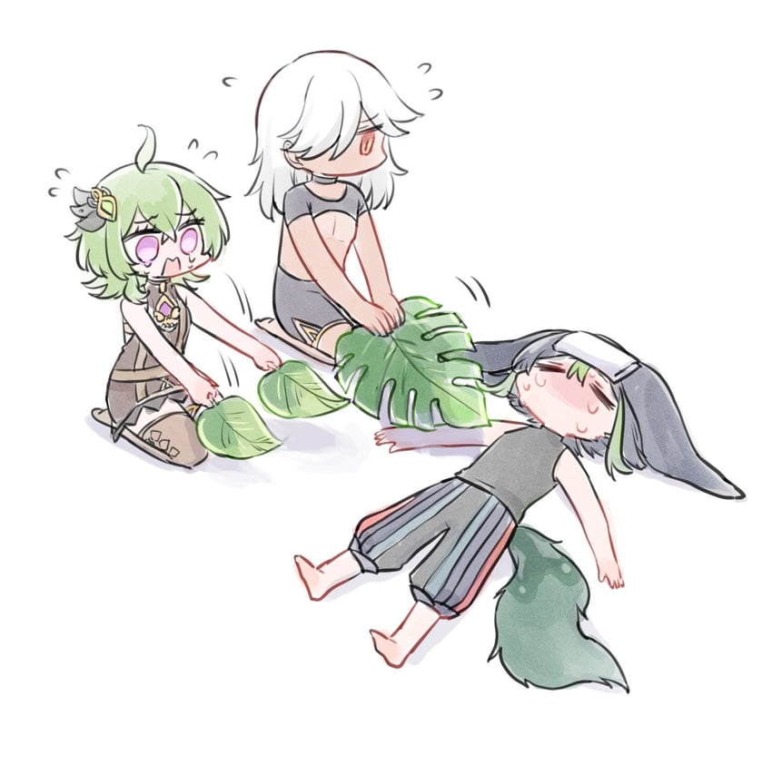 tighnari, cyno, and collei (genshin impact) drawn by himeko_(nico6v6pachi)
