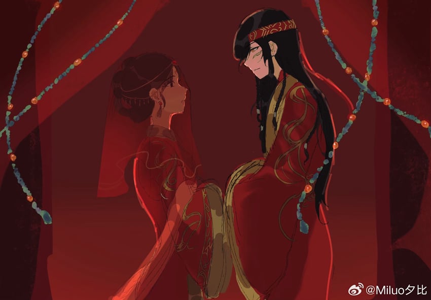 nangong jingnu and qiyan agula (jing wei qing shang) drawn by miluo_xibi
