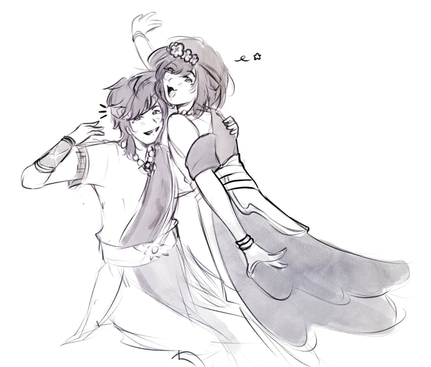 selene and elio (pokemon and 1 more) drawn by yoshiiano