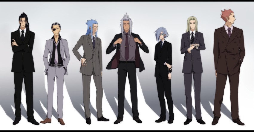 xemnas, saix, zexion, xigbar, vexen, and 2 more (kingdom hearts) drawn by okitsune_(okitsune-sama)