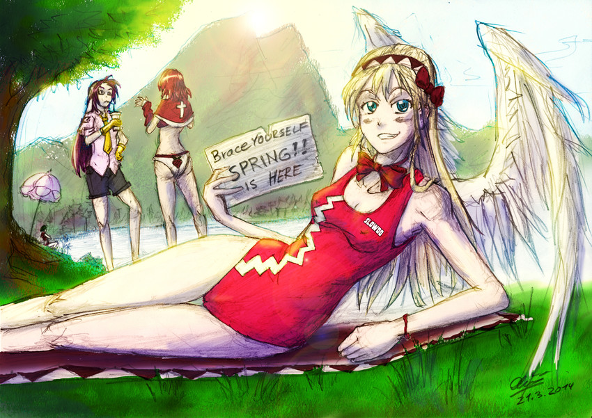 kazami yuuka, lily white, okazaki yumemi, and asakura rikako (touhou) drawn by david_hrusa