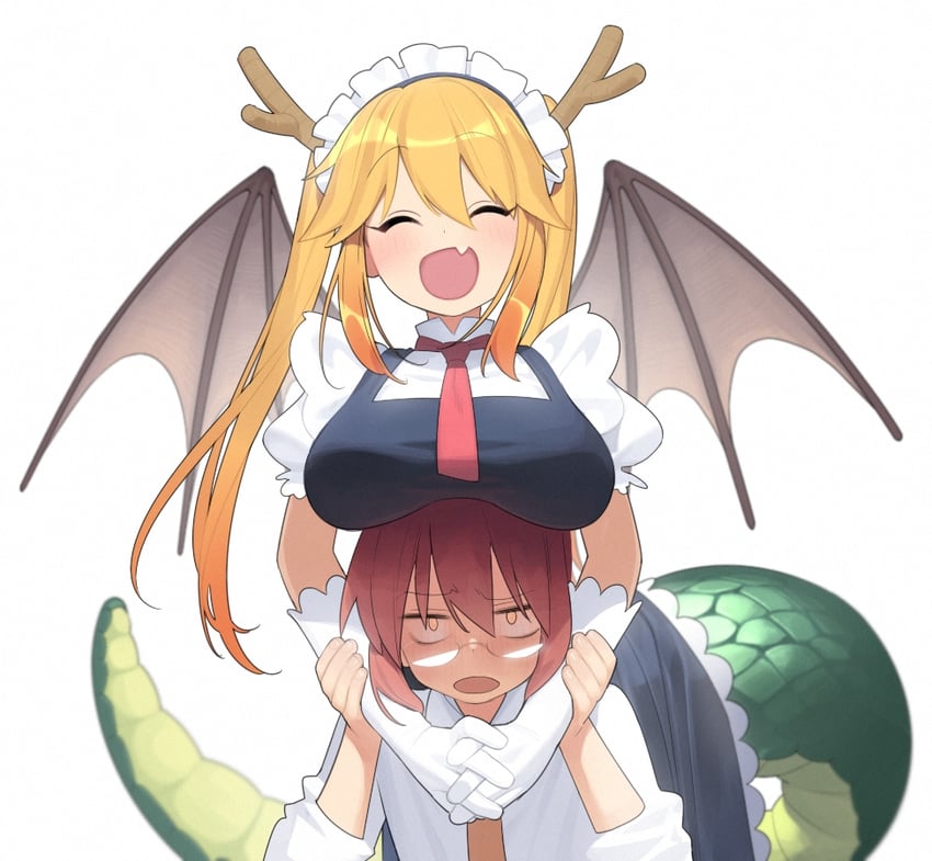 tohru and kobayashi (kobayashi-san chi no maidragon) drawn by abbystea