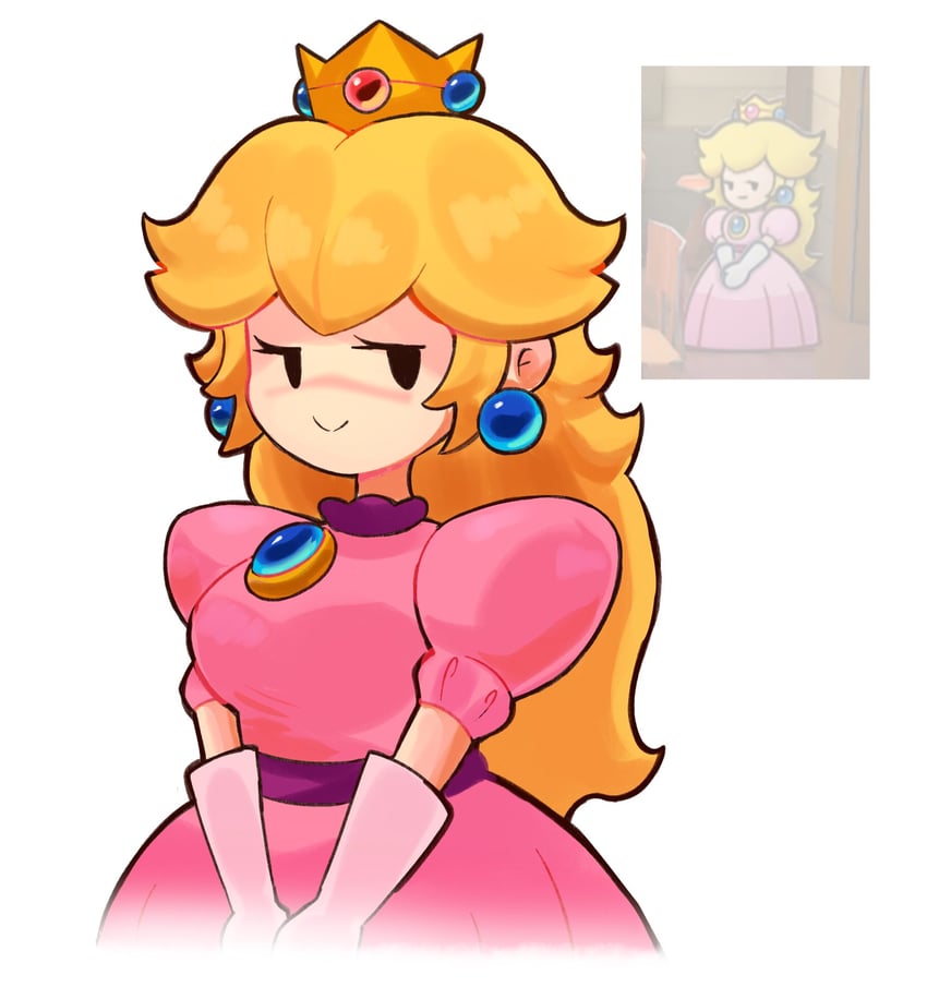 princess peach and paper peach (mario and 2 more) drawn by ellisbros
