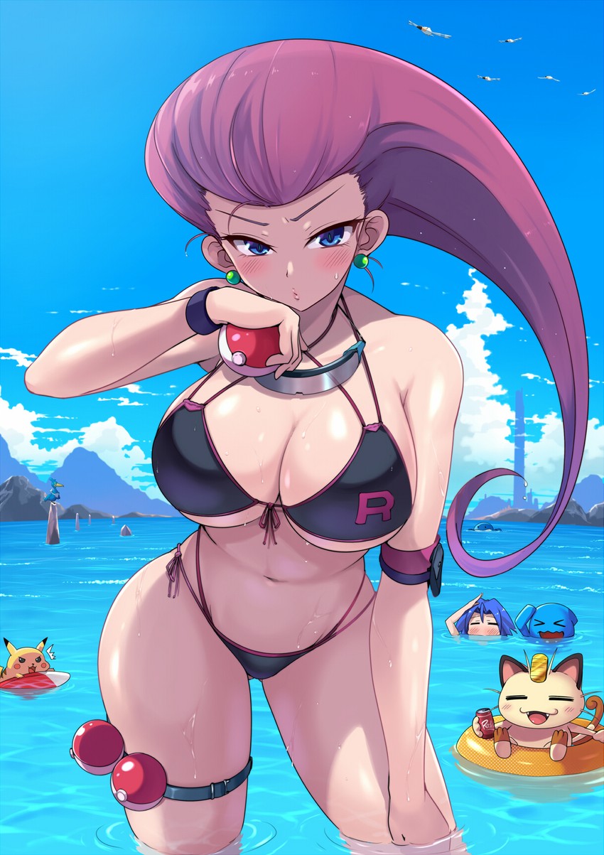 pikachu, jessie, james, meowth, wingull, and 3 more (pokemon) drawn by kasai_shin