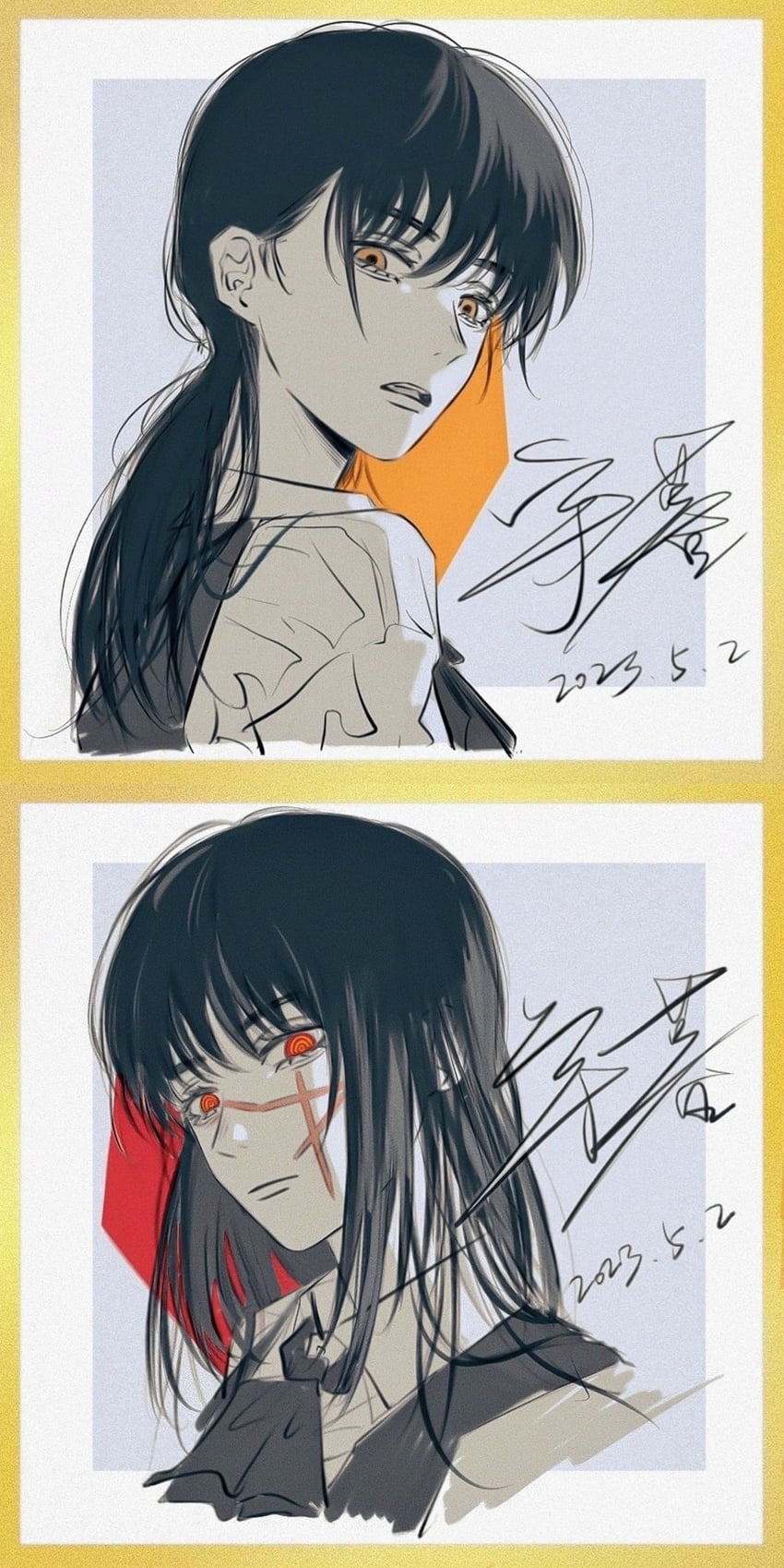 yoru and mitaka asa (chainsaw man) drawn by yumu_(8181018)