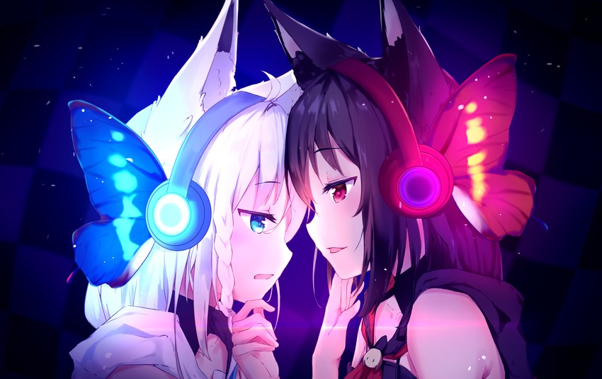 shirakami fubuki and kurokami fubuki (hololive and 1 more) drawn by asakawayoru