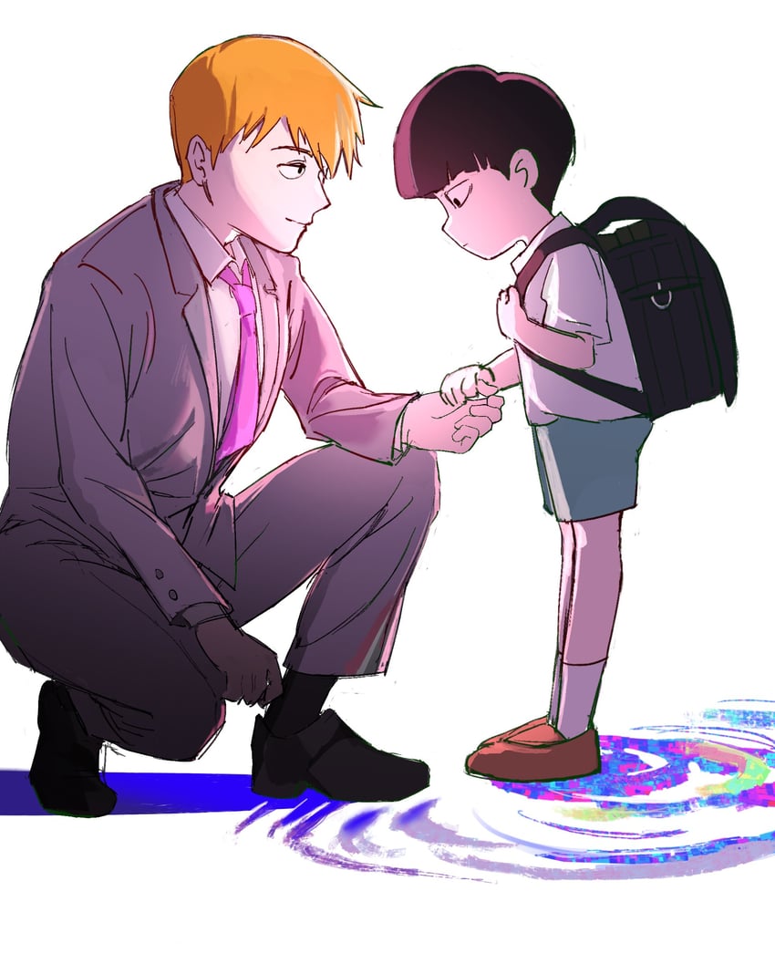 kageyama shigeo and reigen arataka (mob psycho 100) drawn by baobing
