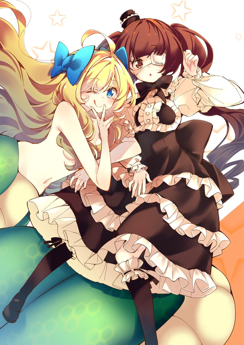 jashin-chan and hanazono yurine (jashin-chan dropkick) drawn by meji_aniki