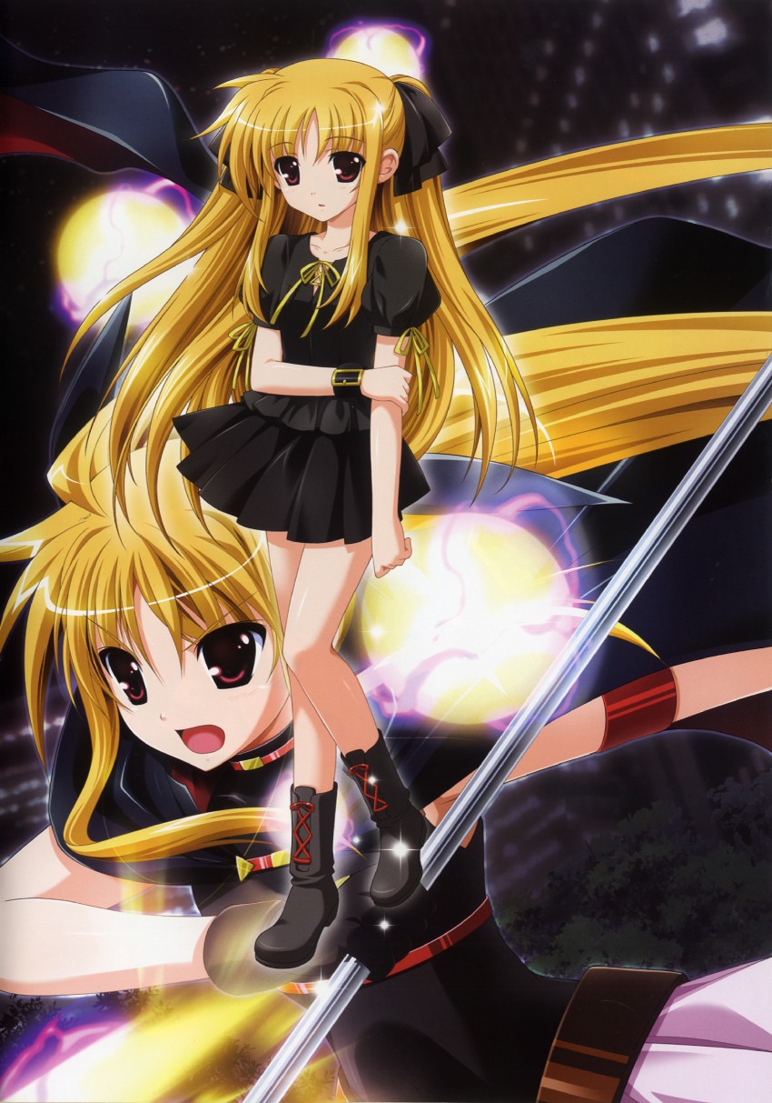 fate testarossa and bardiche (lyrical nanoha and 2 more) drawn by higa_yukari