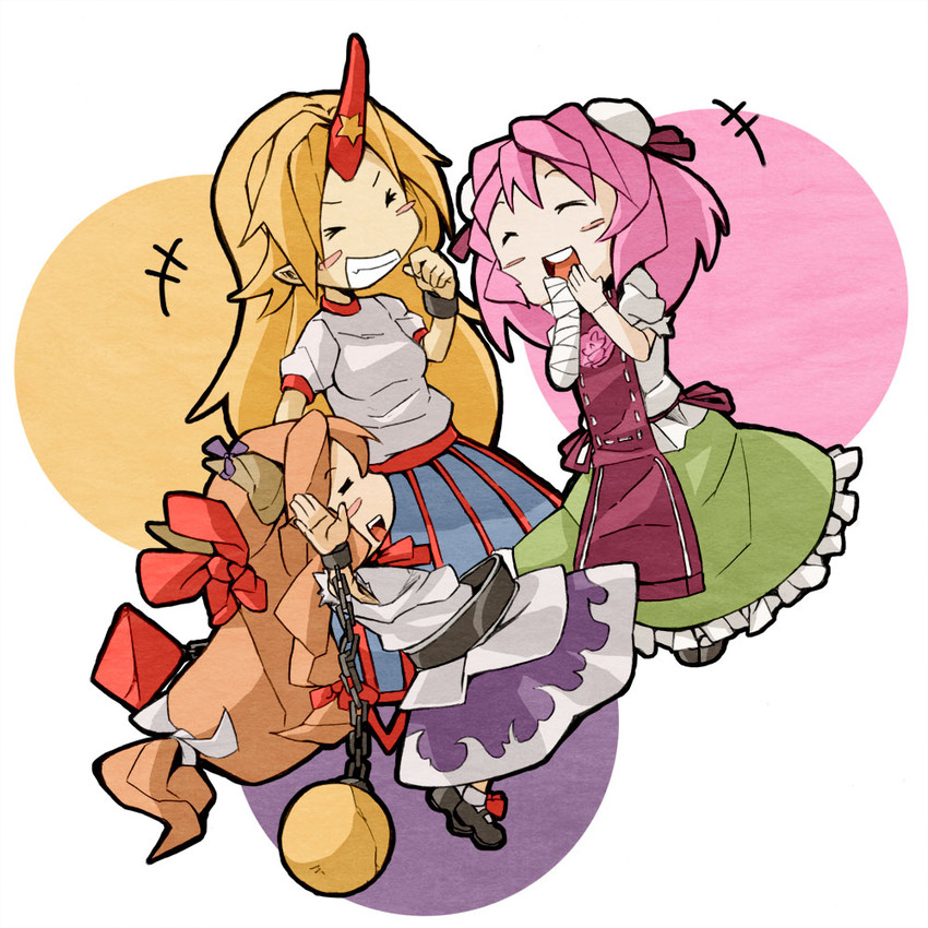 ibuki suika, hoshiguma yuugi, and ibaraki kasen (touhou) drawn by numa_(minus_4k)