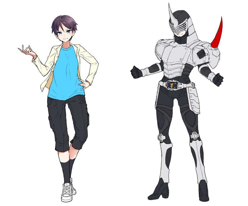 kamen rider gai and shibaura jun (kamen rider and 1 more) drawn by eidenjyou1997