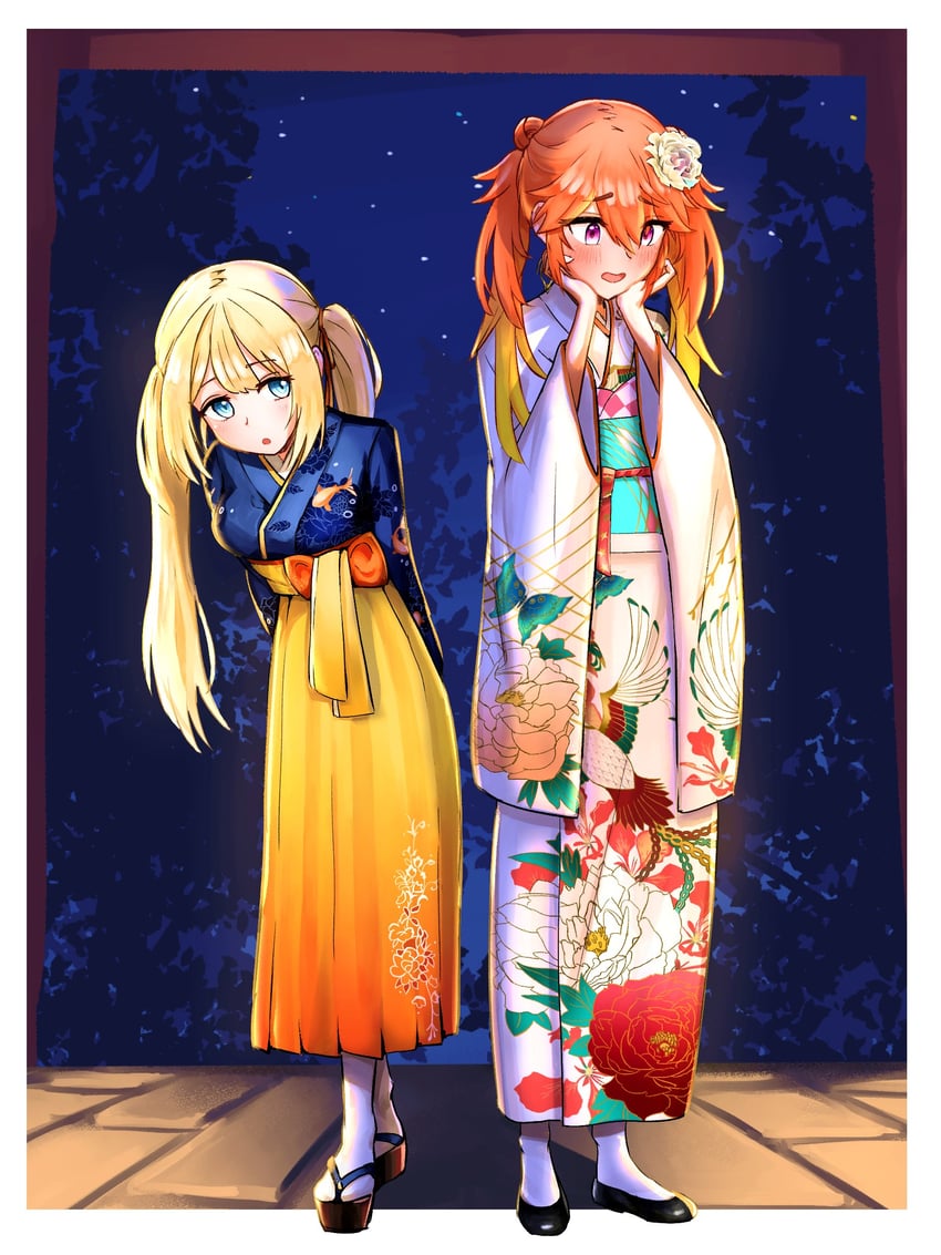 takanashi kiara and watson amelia (hololive and 1 more) drawn by standycore