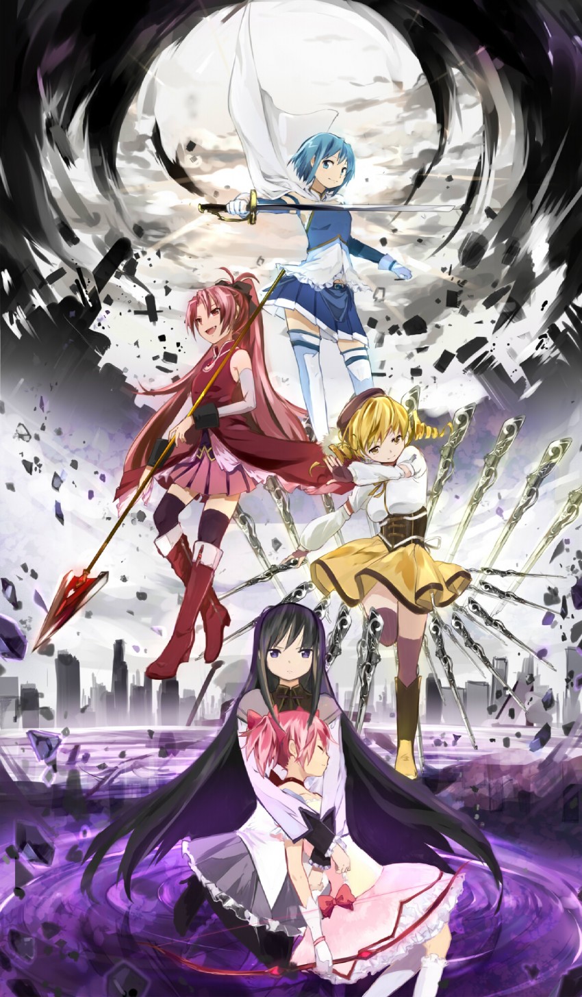 akemi homura, kaname madoka, miki sayaka, sakura kyoko, and tomoe mami (mahou shoujo madoka magica) drawn by ume_(plumblossom)