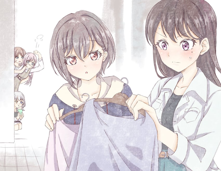 chihaya anon, nagasaki soyo, shiina taki, takamatsu tomori, and kaname raana (bang dream! and 1 more) drawn by miikoko
