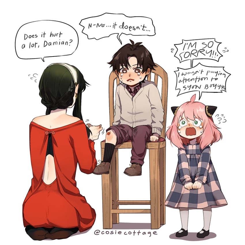 yor briar, anya, and damian desmond (spy x family) drawn by cosiecottage
