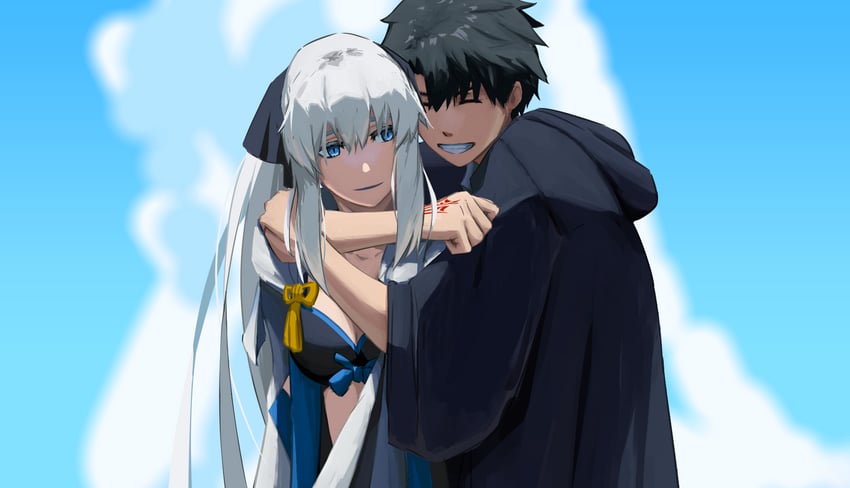 fujimaru ritsuka and morgan le fay (fate and 1 more) drawn by paperpillar