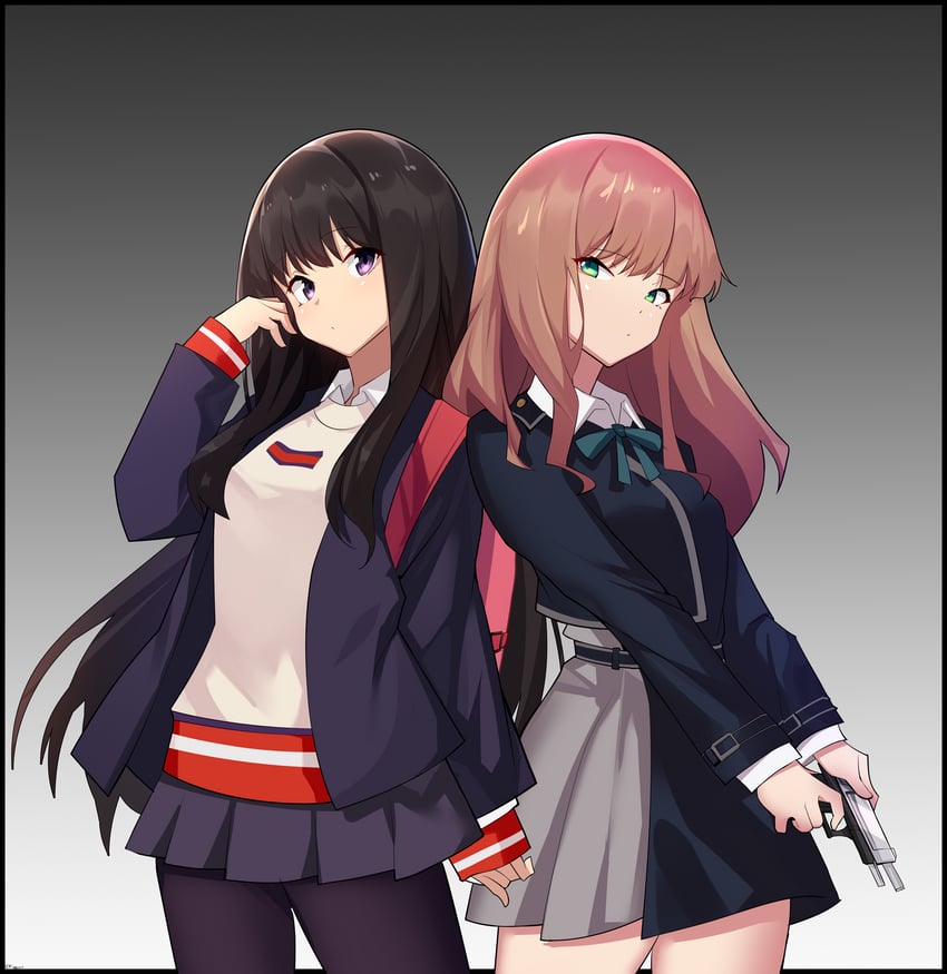 inoue takina, minami yume, and wakayama shion (lycoris recoil and 2 more) drawn by zhanzhangzlw
