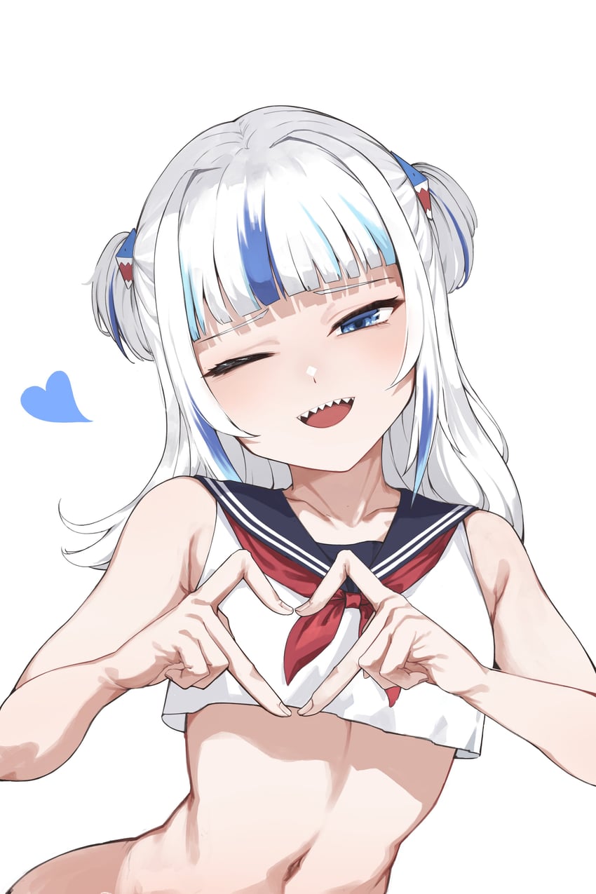gawr gura (hololive and 1 more) drawn by iver_(reviolet)