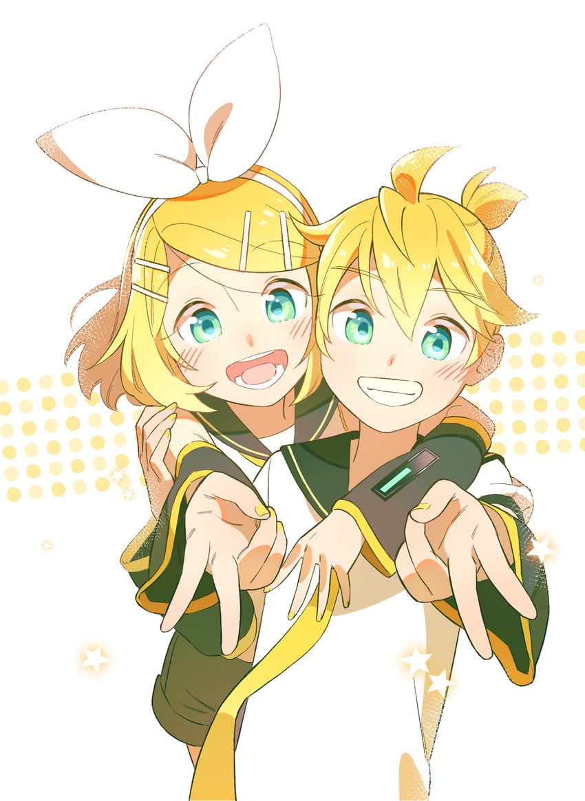 kagamine rin and kagamine len (vocaloid) drawn by bon_bon_eee