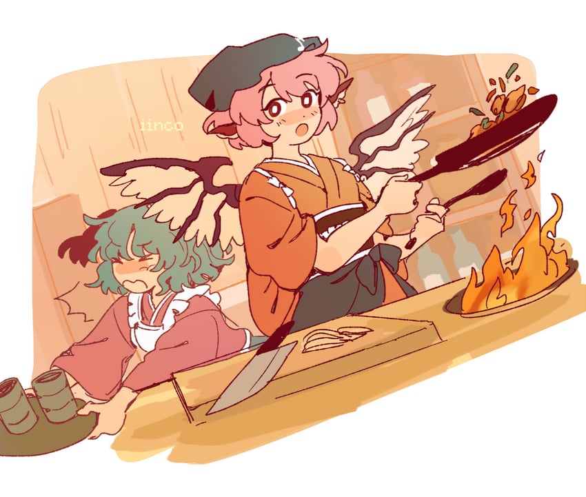 mystia lorelei, kasodani kyouko, and okamisty (touhou and 1 more) drawn by iincos