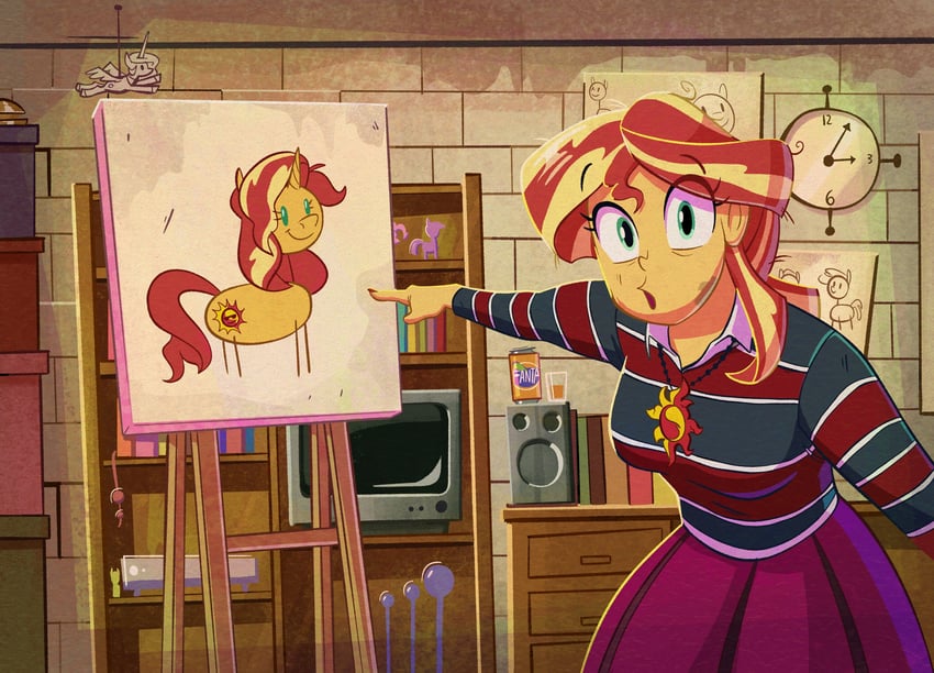 twilight sparkle, pinkie pie, princess celestia, sunset shimmer, and chris-chan (my little pony and 2 more) drawn by anontheanon