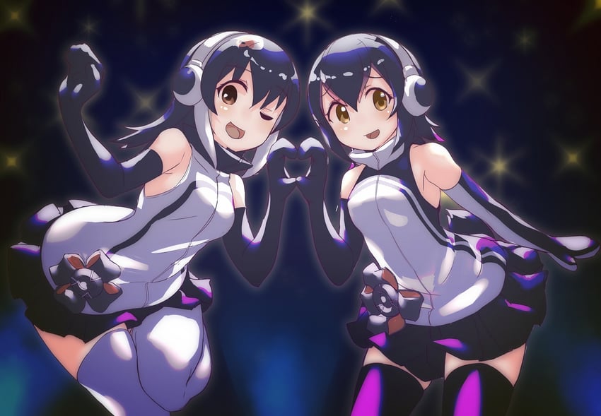 humboldt penguin and african penguin (kemono friends and 1 more) drawn by lowlandgorilla