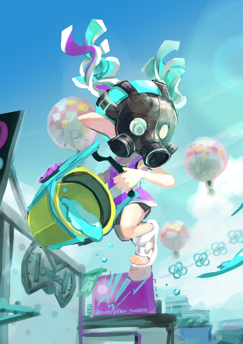 inkling player character and inkling girl (splatoon) drawn by koike3582