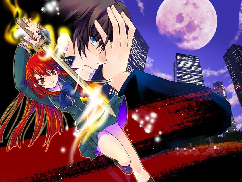 kannagi ayano and yagami kazuma (kaze no stigma) drawn by nanto_hanamaru