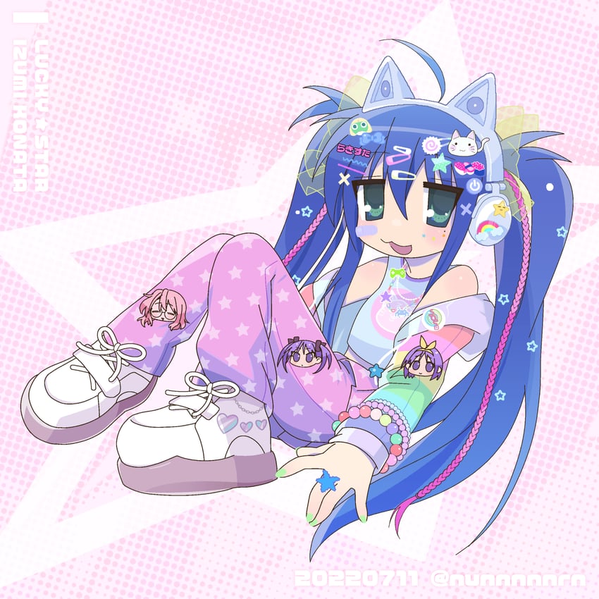 hiiragi kagami, izumi konata, hiiragi tsukasa, takara miyuki, keroro, and 1 more (lucky star and 1 more) drawn by rnornopoo