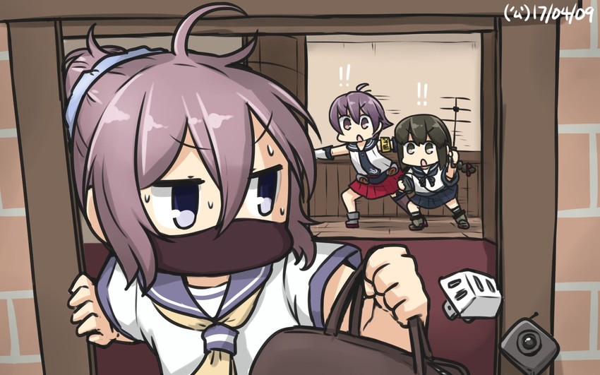 aoba, isonami, and sakawa (kantai collection) drawn by hamu_koutarou