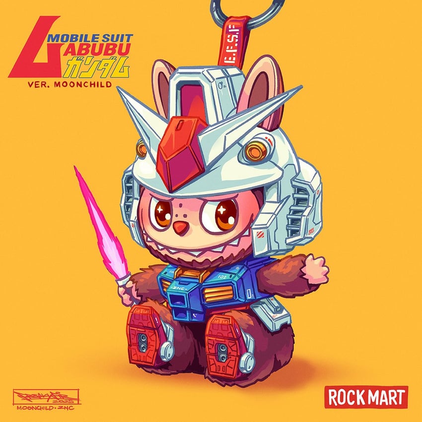 rx-78-2 gundam and labubu (gundam and 2 more) drawn by freakyfir