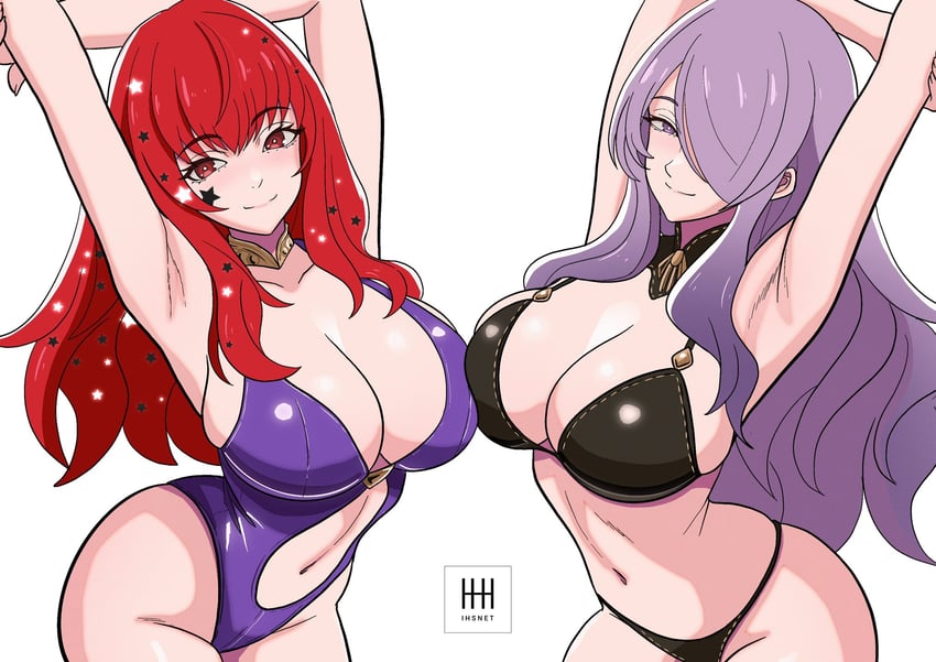 camilla and yunaka (fire emblem and 2 more) drawn by ihsnet