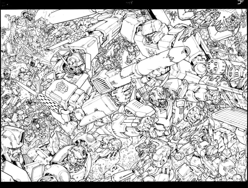 optimus prime, megatron, soundwave, bumblebee, laserbeak, and 4 more (transformers and 1 more) drawn by don_allan_figueroa