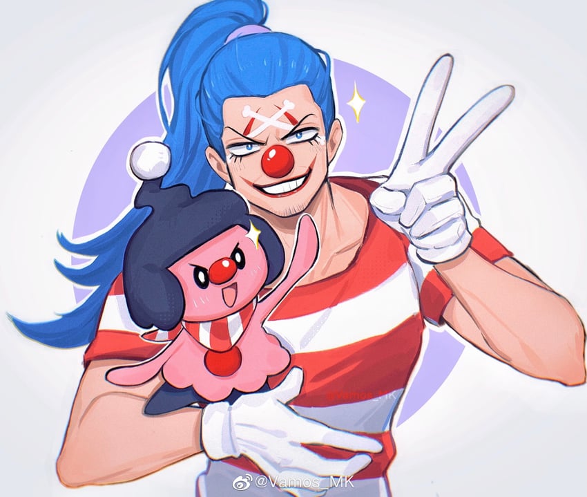 buggy the clown and mime jr. (pokemon and 1 more) drawn by vamos_mk