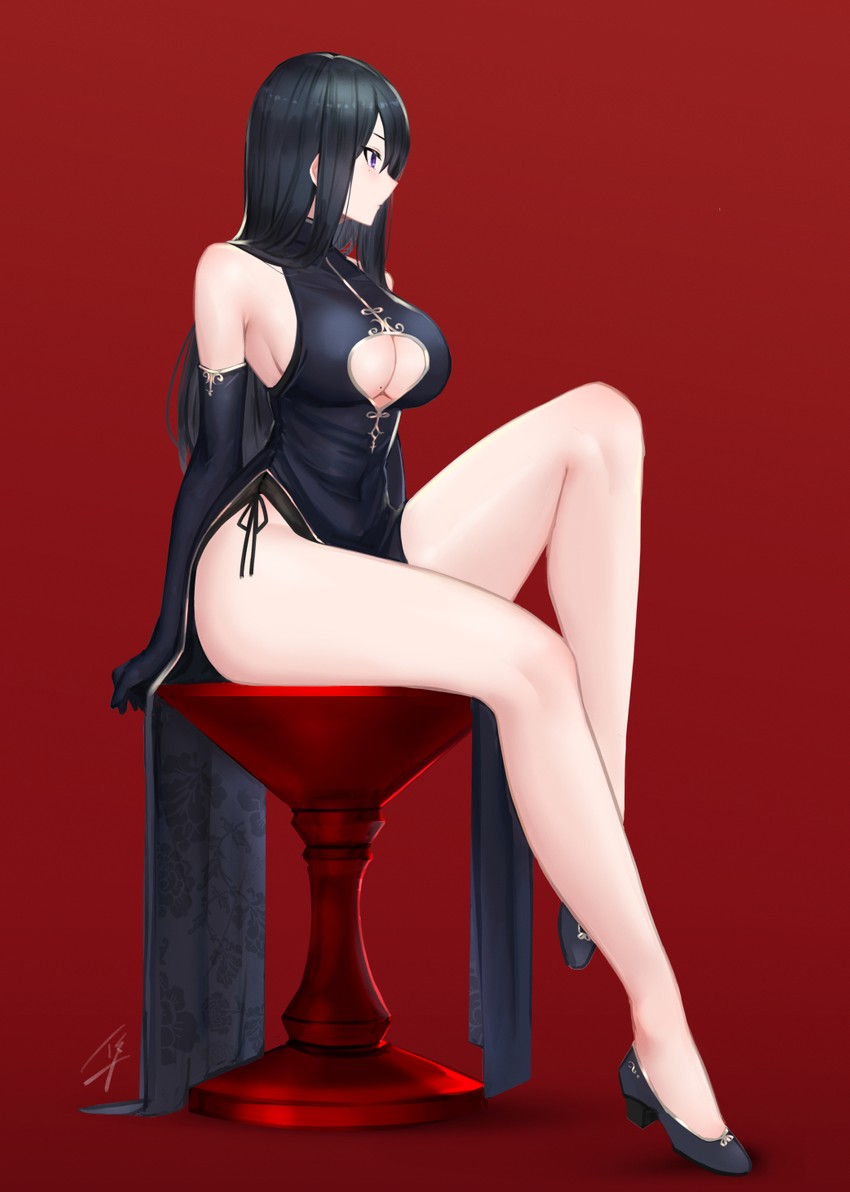 classy-black-haired girl (original) drawn by hayabusa_(vert_320)