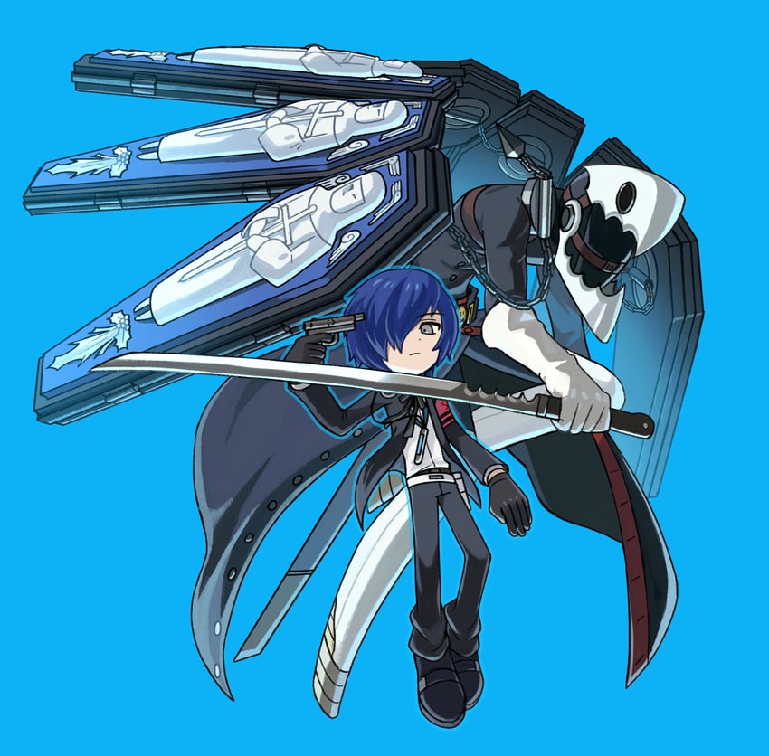 yuuki makoto and thanatos (persona and 2 more) drawn by sach56000